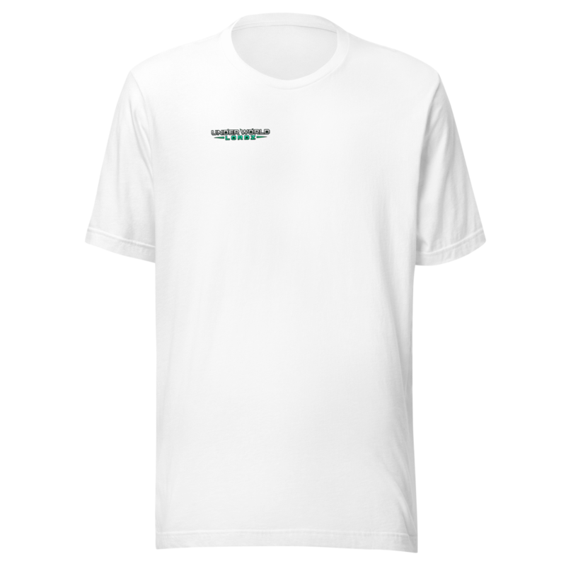 Camiseta Underworld Lordz blanca · calaveras en la espalda