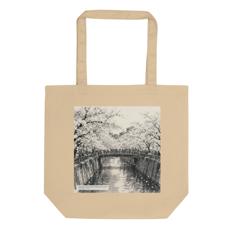 Sakura Dancing at Meguro River(桜舞う目黒川)のトートバッグ
