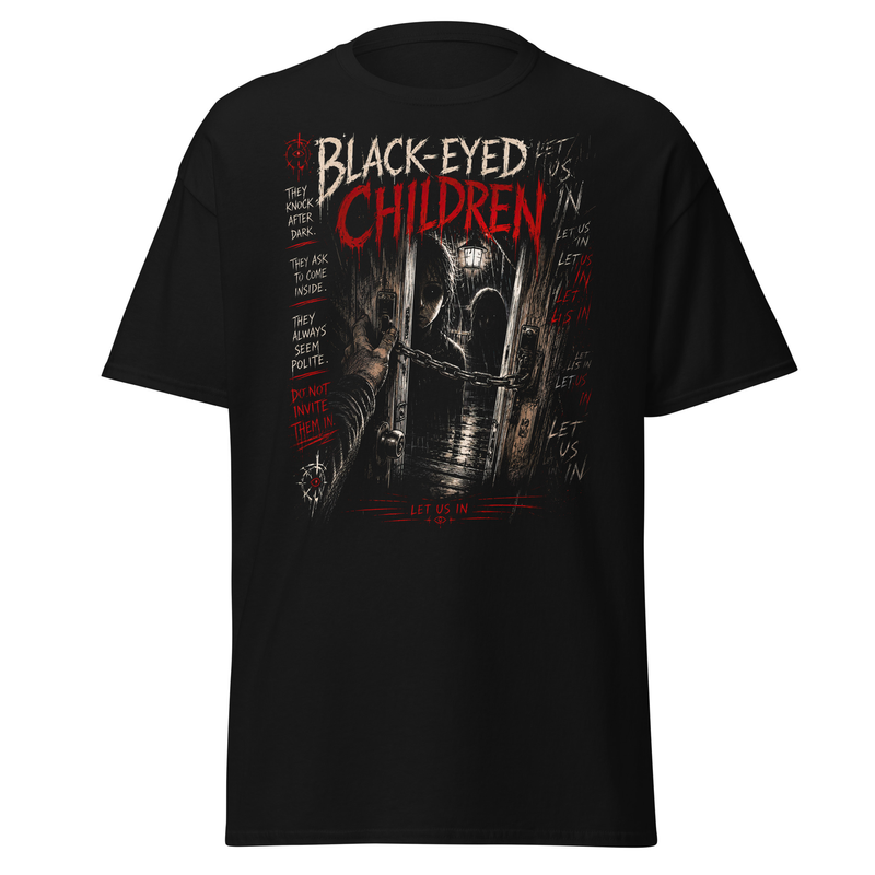 Black-Eyed Children Urban Legend Shirt | Creepy Horror Graphic Tee | Blackthorne Hollow Folklore