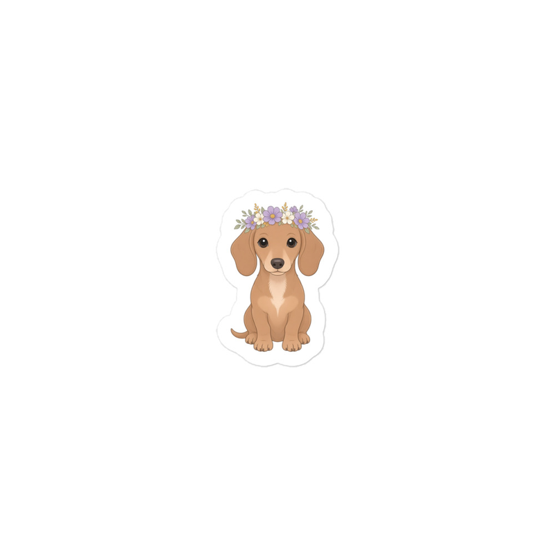 Flower Crown Dachshund Sticker — Floof