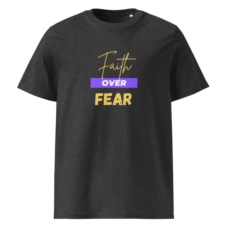 Faith Over Fear Unisex Organic Cotton T-Shirt – S, Dark Heather Grey