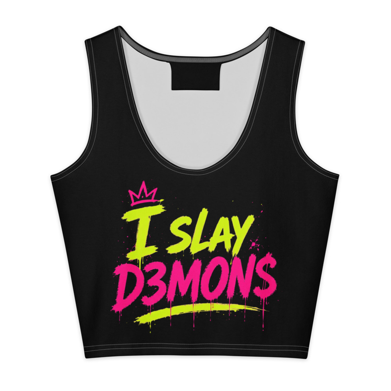 Cotton "I Slay D3MON$ "crop top