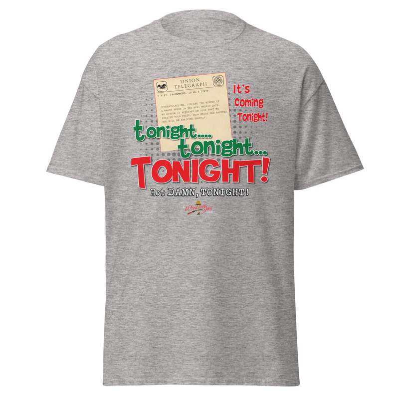"Tonight Tonight Is The Night!” - Telegram T-Shirt Christmas Story Family Style – S, Sport Grey
