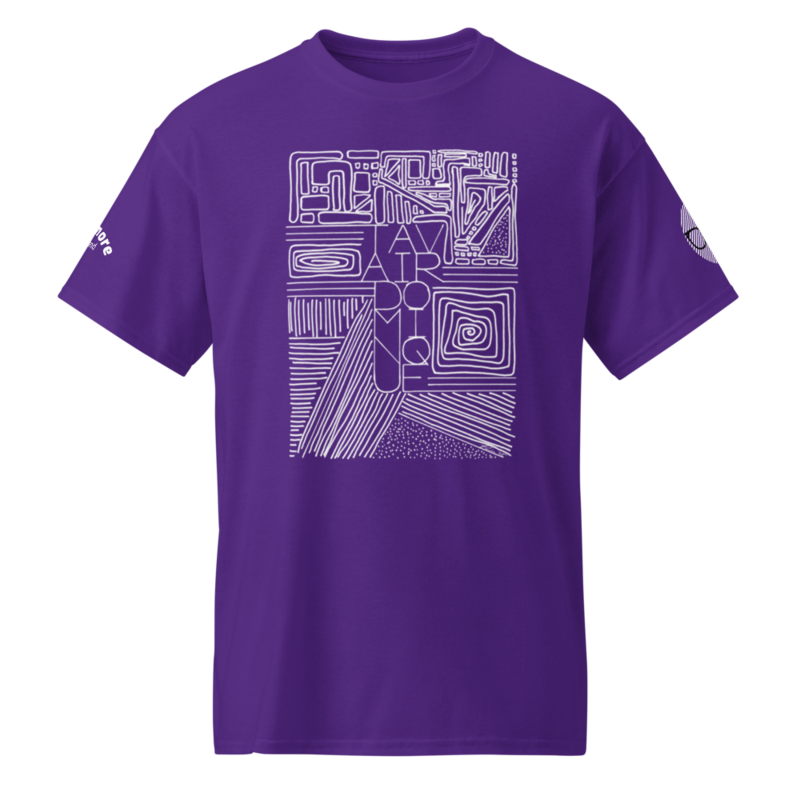 Stacked Name Design Inverted + Sleeve Logos - T-Shirt
