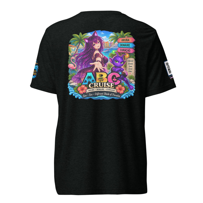 LumiNya Cruise | ABC Islands Graphic Tee — Solid Black Triblend — View 1