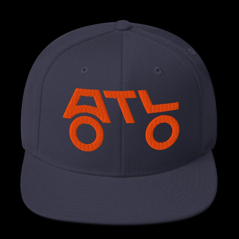 Snapback Hat - ORANGE LOGO – One size, Navy