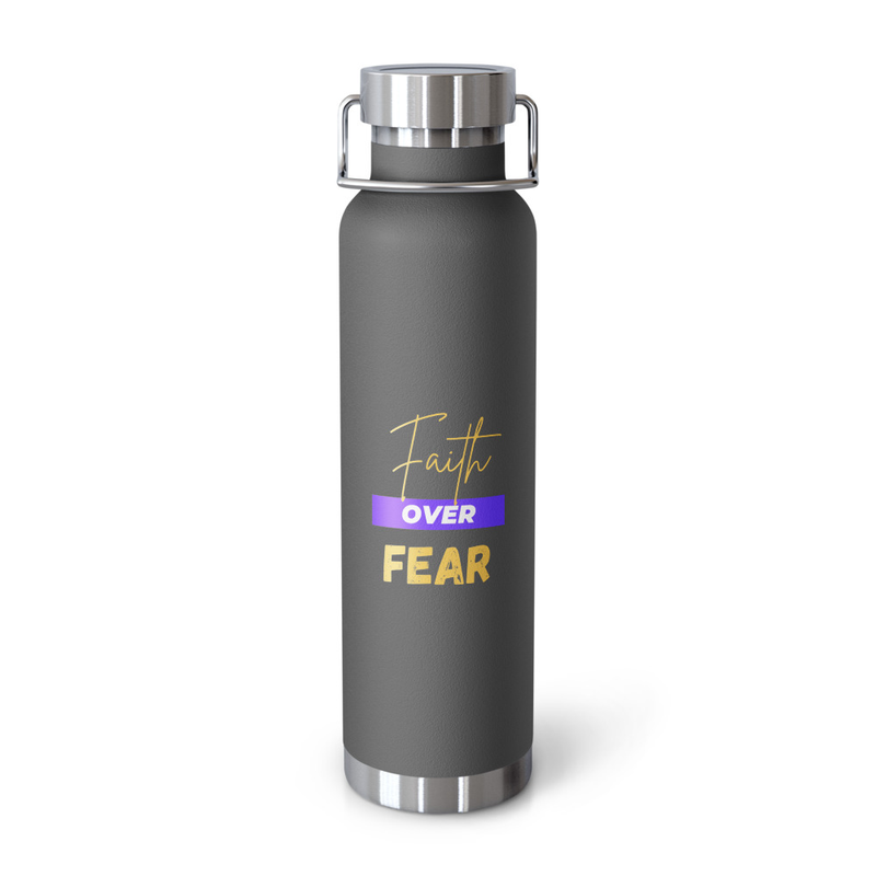 Faith Over Fear Copper Vacuum Insulated Bottle (22oz) – 22oz, Grey