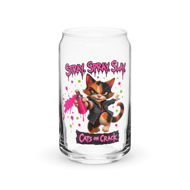 Stray Spray Slay 16oz Can Glass