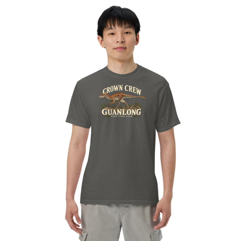 Crown Crew Guanlong Tee supplier-rendered on-body front view in Pepper