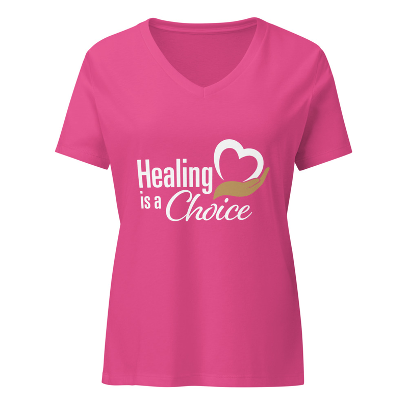Healing is a Choice v-neck t-shirt – XL, Berry