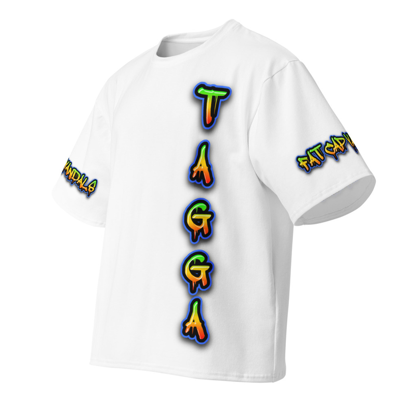 TAGGA / FAT CAP VANDALS / WHITE AOP Oversized cotton t-shirt