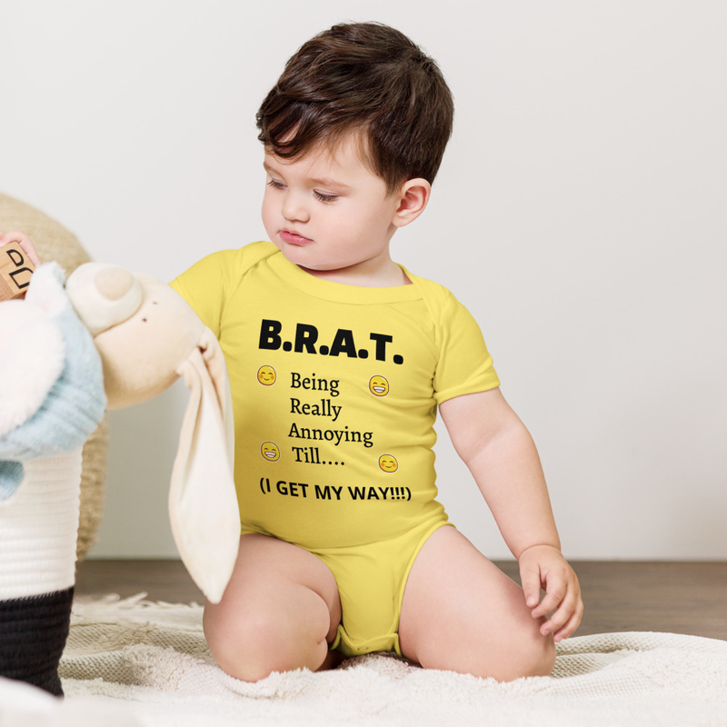 B.R.A.T. Baby One Piece – 3-6m, Yellow