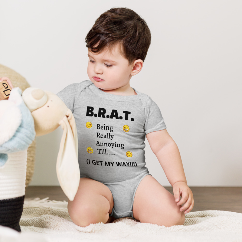 B.R.A.T. Baby One Piece – 3-6m, Athletic Heather