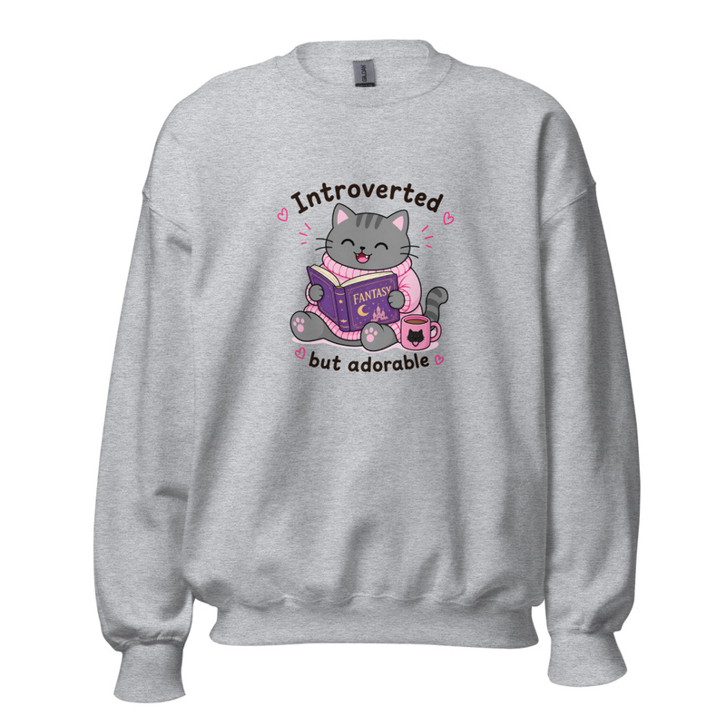 Introverted but adorable Grey Cat Jumper – 5XL, Sport Grey