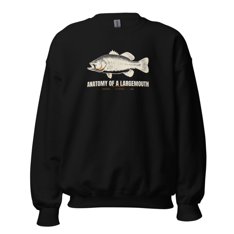 Anatomy of a Largemouth Crewneck — Kayak Fishing merch