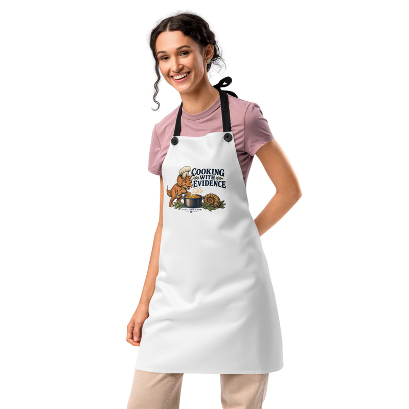 Cooking With Evidence Apron supplier-rendered front view in White