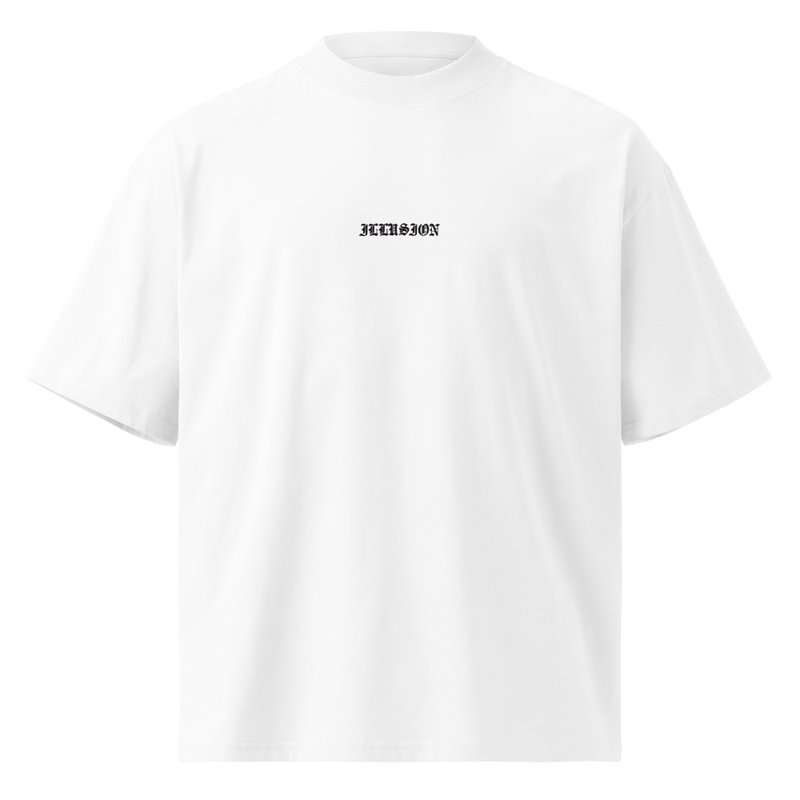 Illusion Embroidered Oversized High-Neck Tee