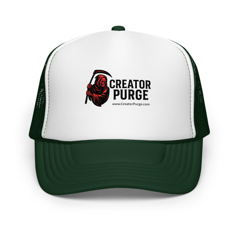 Creator Purge Logo Foam Trucker Hat in Dark Green /White/Dark Green