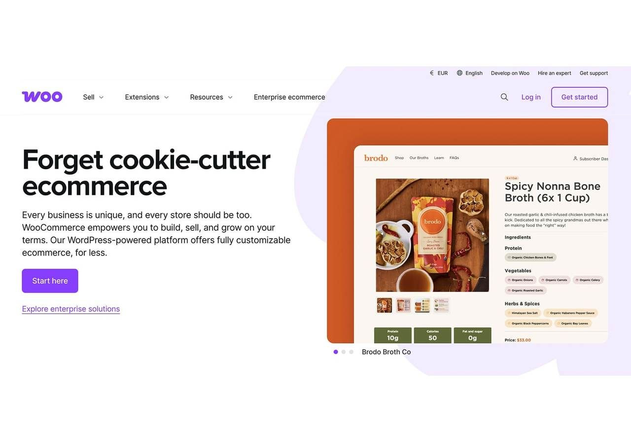 A screenshot of the WooCommerce landing page.