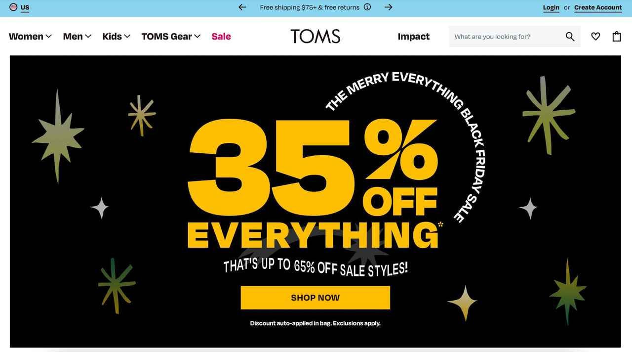 Toms black 2024 friday deals