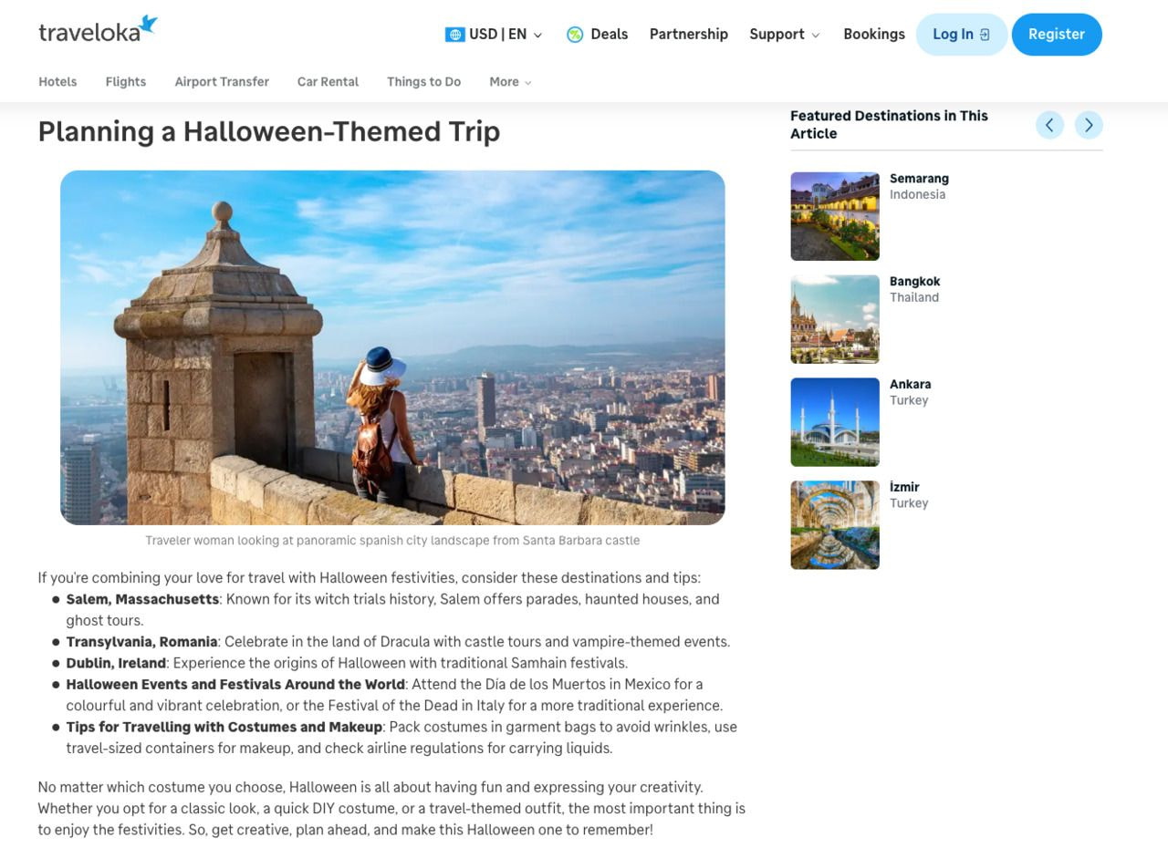 Screenshot of a landing page