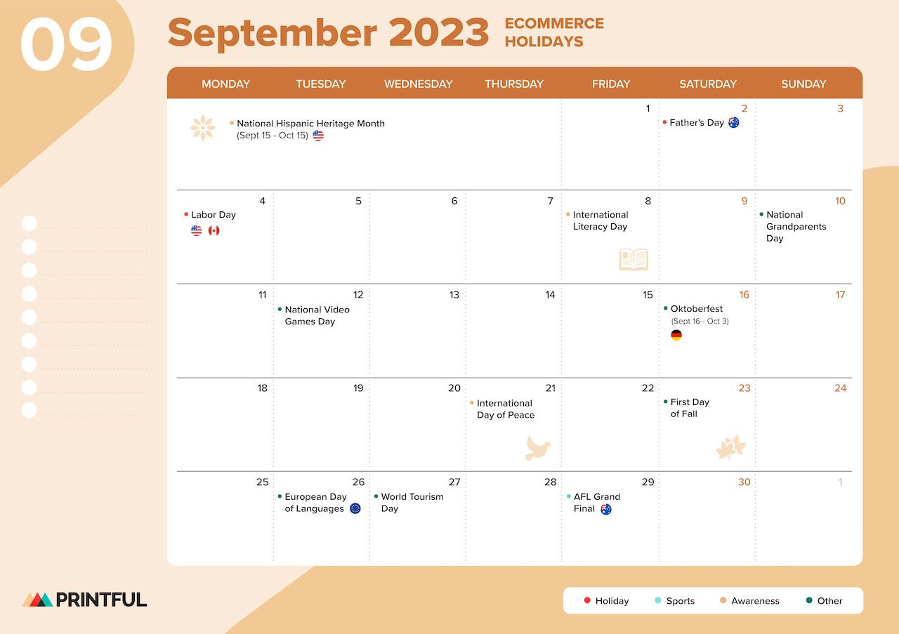 Ecommerce Holiday Calendar 2023 for Marketing | Printful