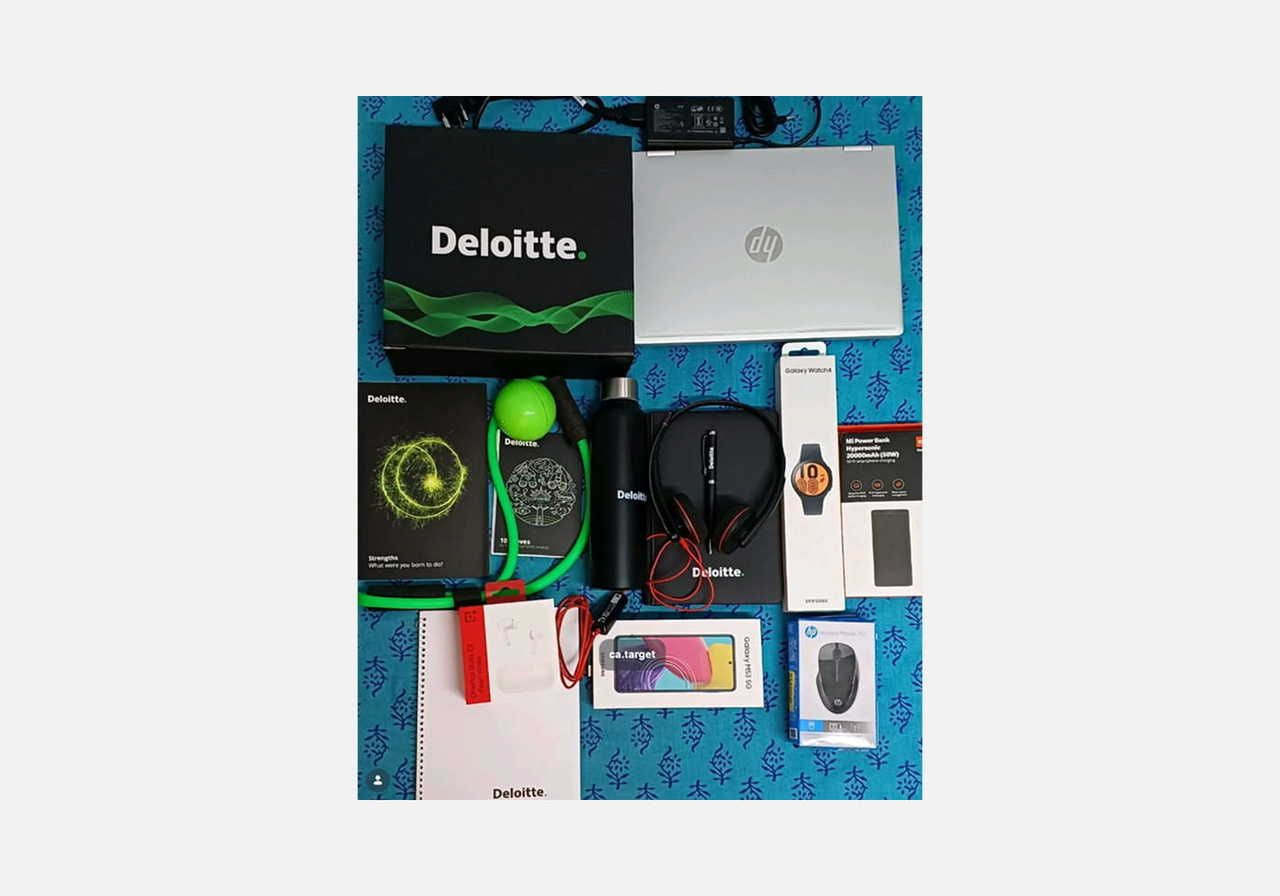 A screenshot mockup showing Deloitte’s employee welcome kit.