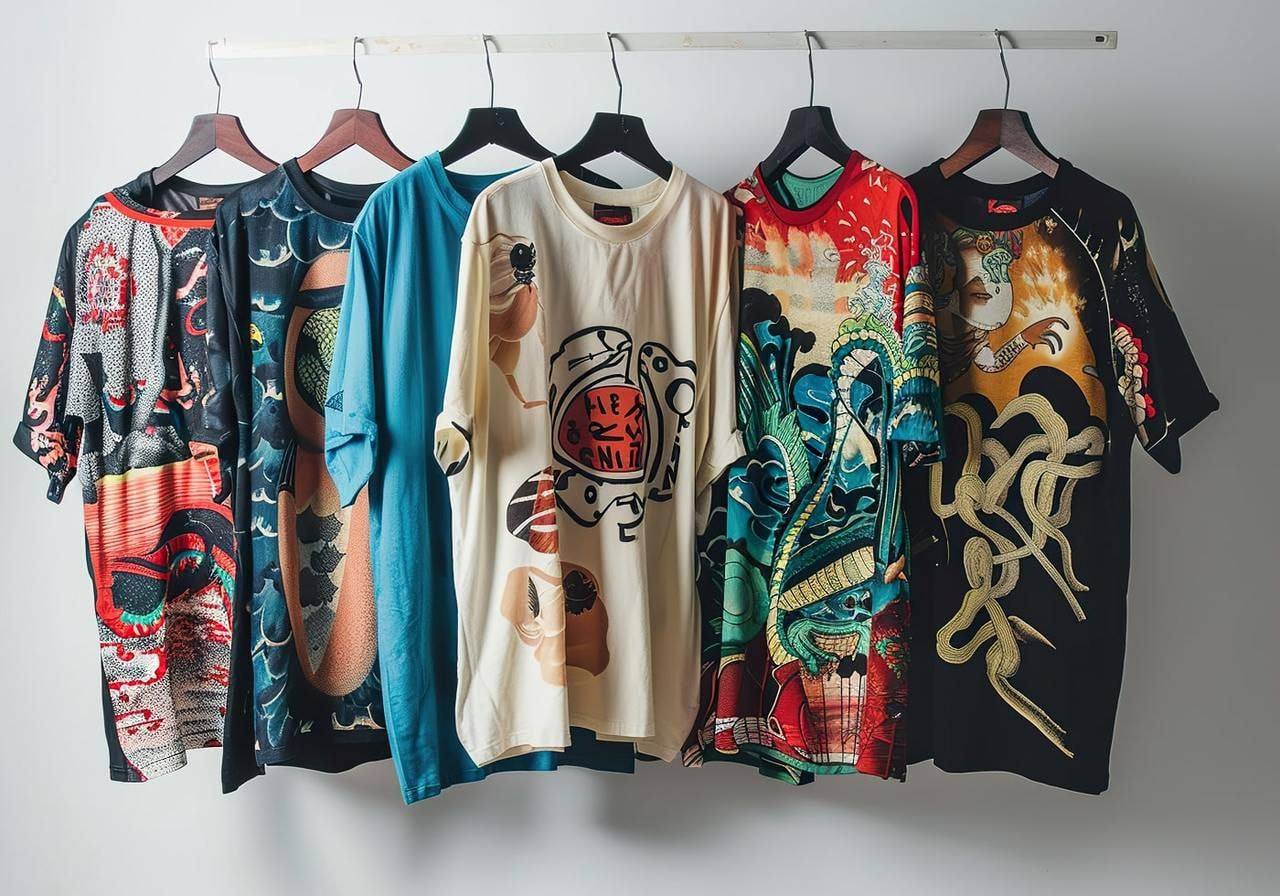 A collection of various shirts displayed neatly on a clothing rack.