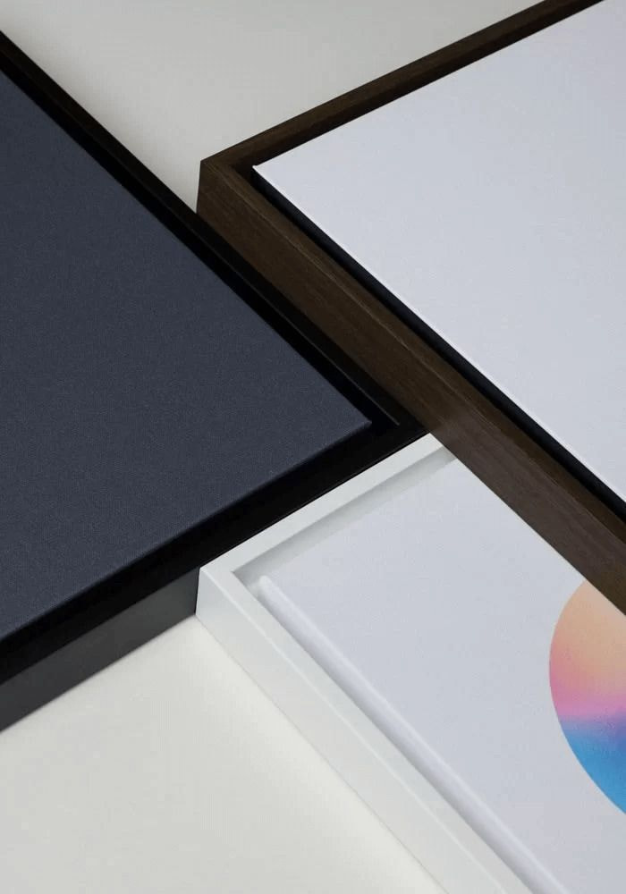 Framed canvas in three colors