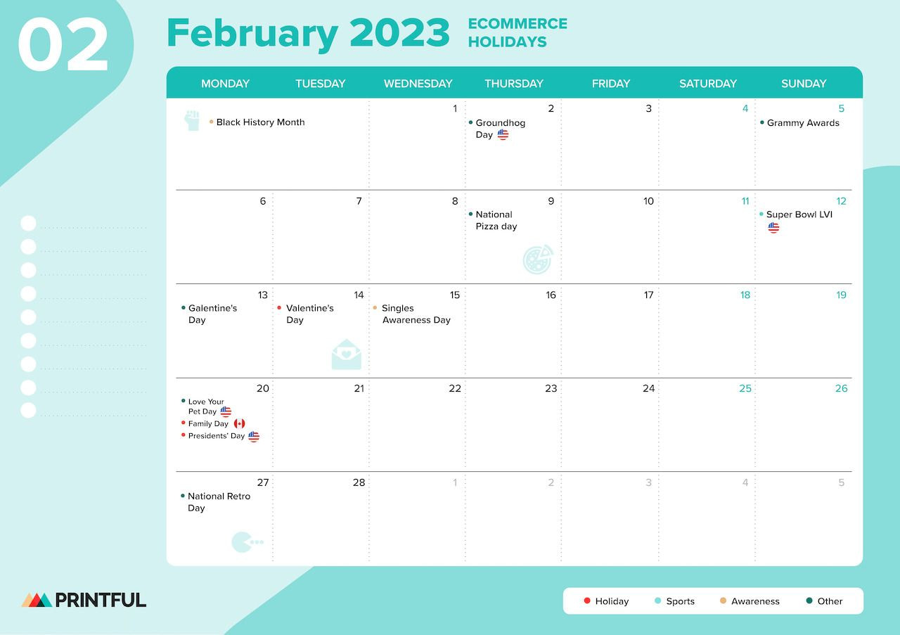 Ecommerce Holiday Calendar 2023 for Marketing | Printful