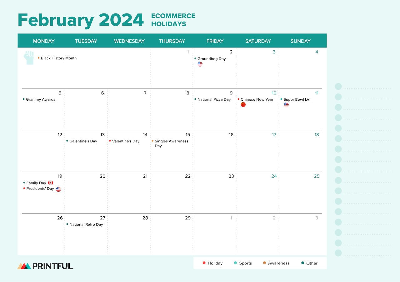 Ecommerce Holiday Calendar 2024: Sales Events and Key Dates | Printful