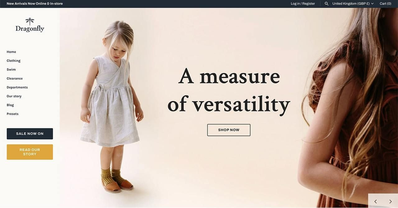 Masonry Shopify theme hero section screenshot as an example of the best Shopify themes for dropshipping.