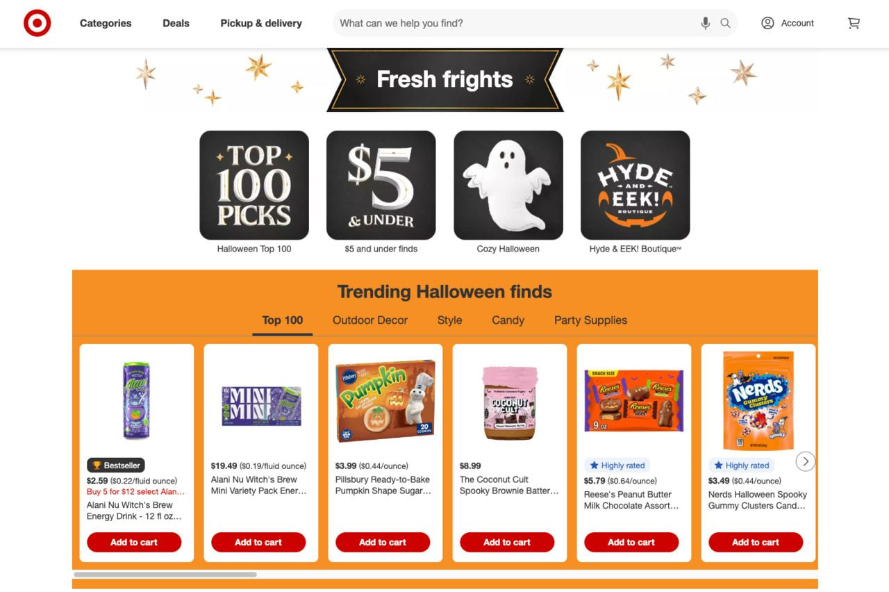 Screenshot of a landing page