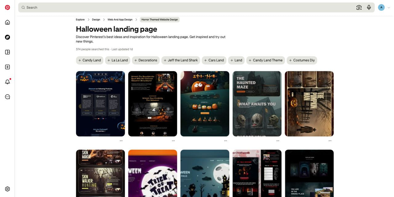Screenshot of a landing page