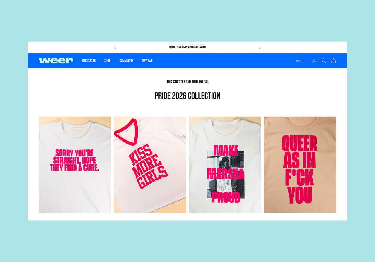 Weer homepage screenshot mockup.