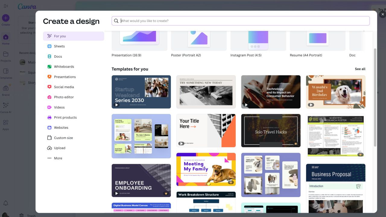 A screenshot of a Canva page.