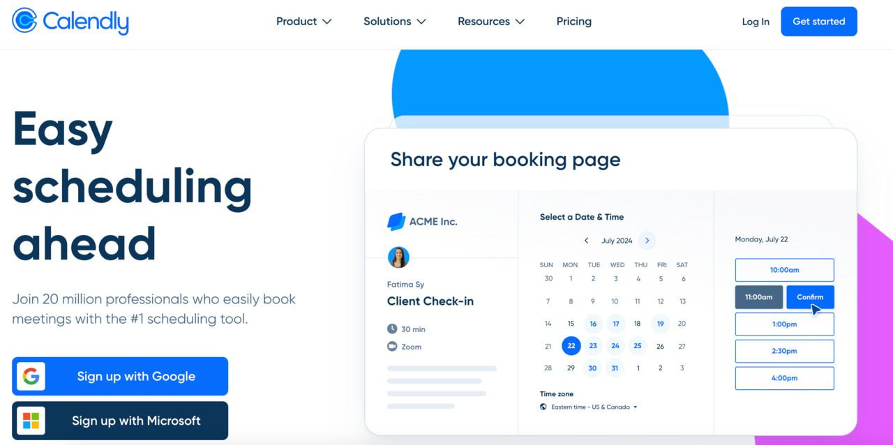 A screenshot of a Calendly landing page.