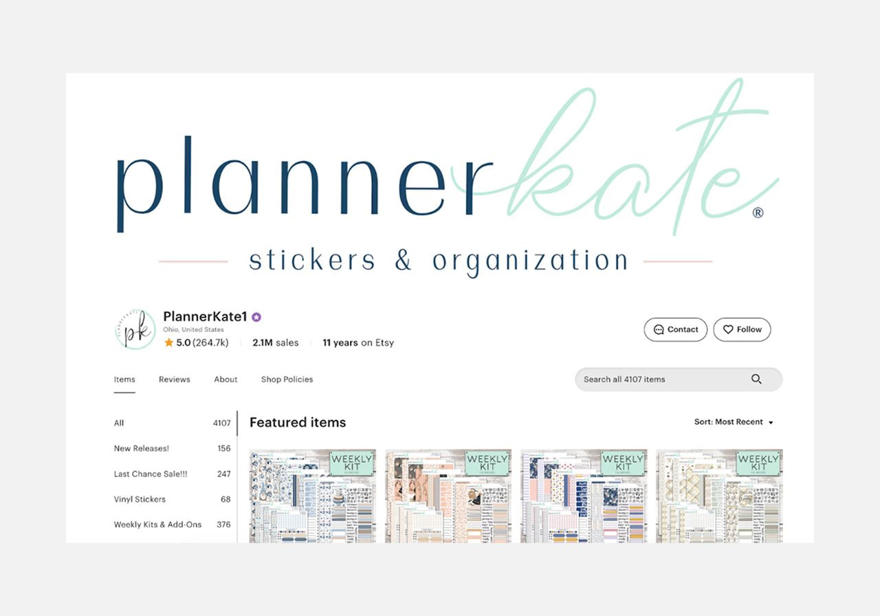 Planner Kate Etsy shop