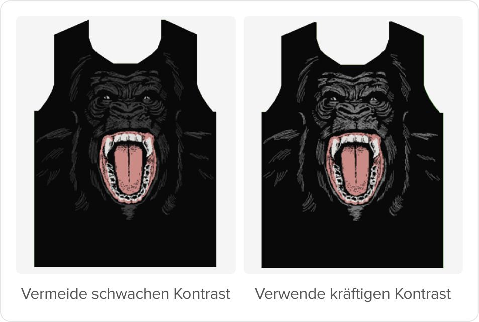 ein schwarzes Shirt mit Gorillas darauf
