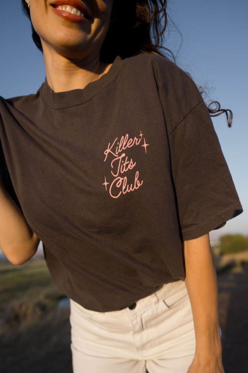 a woman in a black shirt