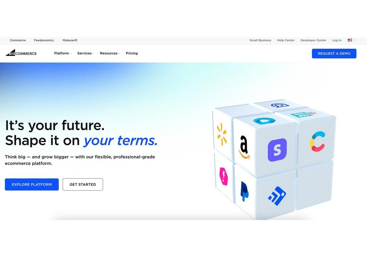 A screenshot of the BigCommerce landing page.