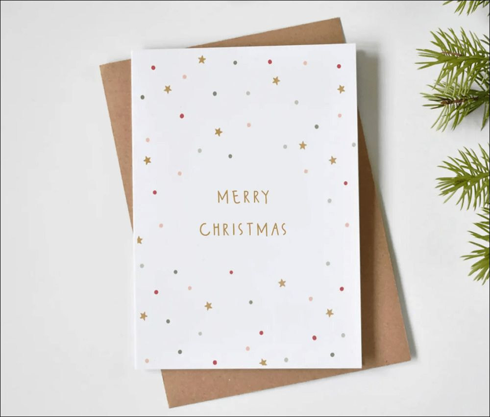 Spaced-out Christmas patterns on a Christmas card