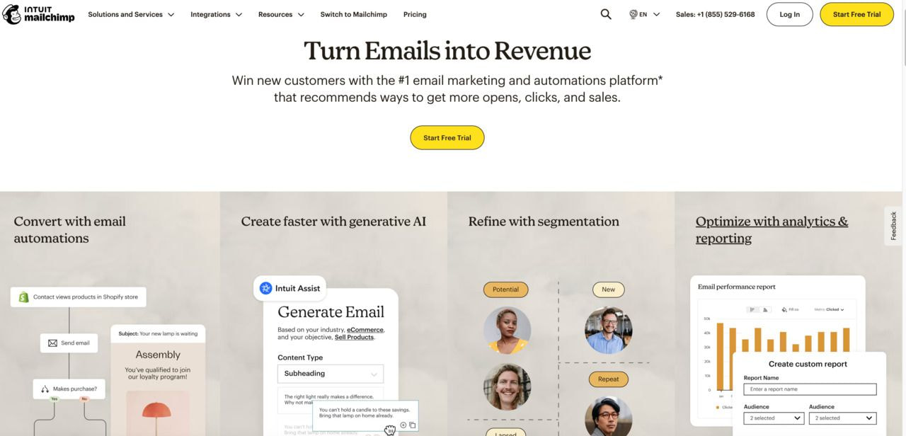A screenshot of a MailChimp landing page.