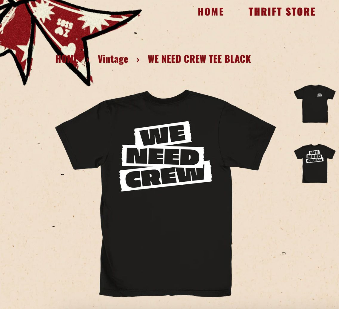 a black t-shirt with white text