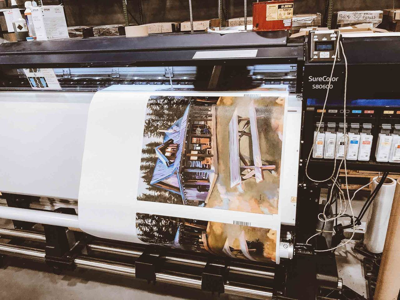 photo of an art print being printed