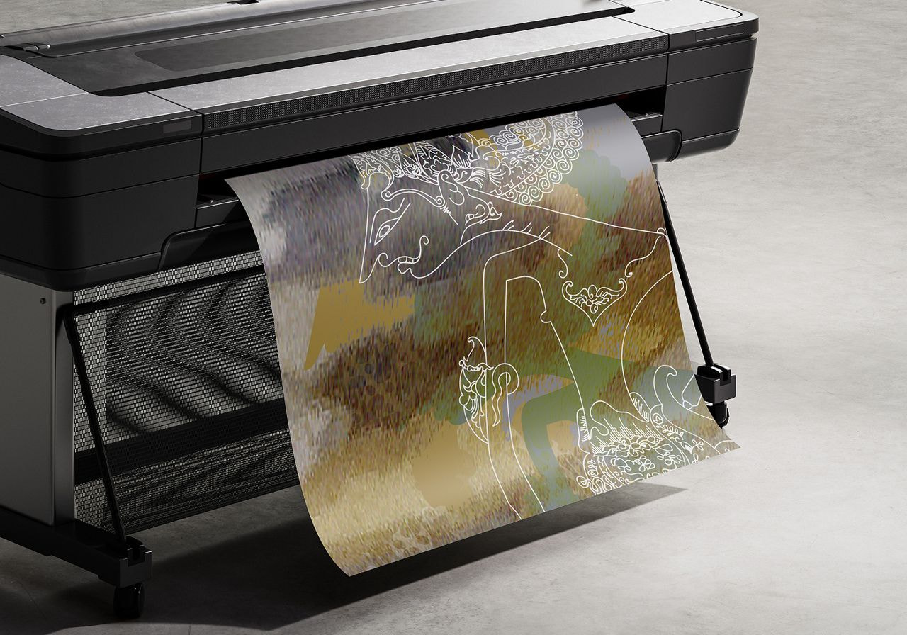 A printer printing a poster.