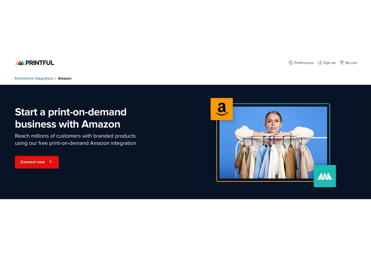 Printful x Amazon landing page.
