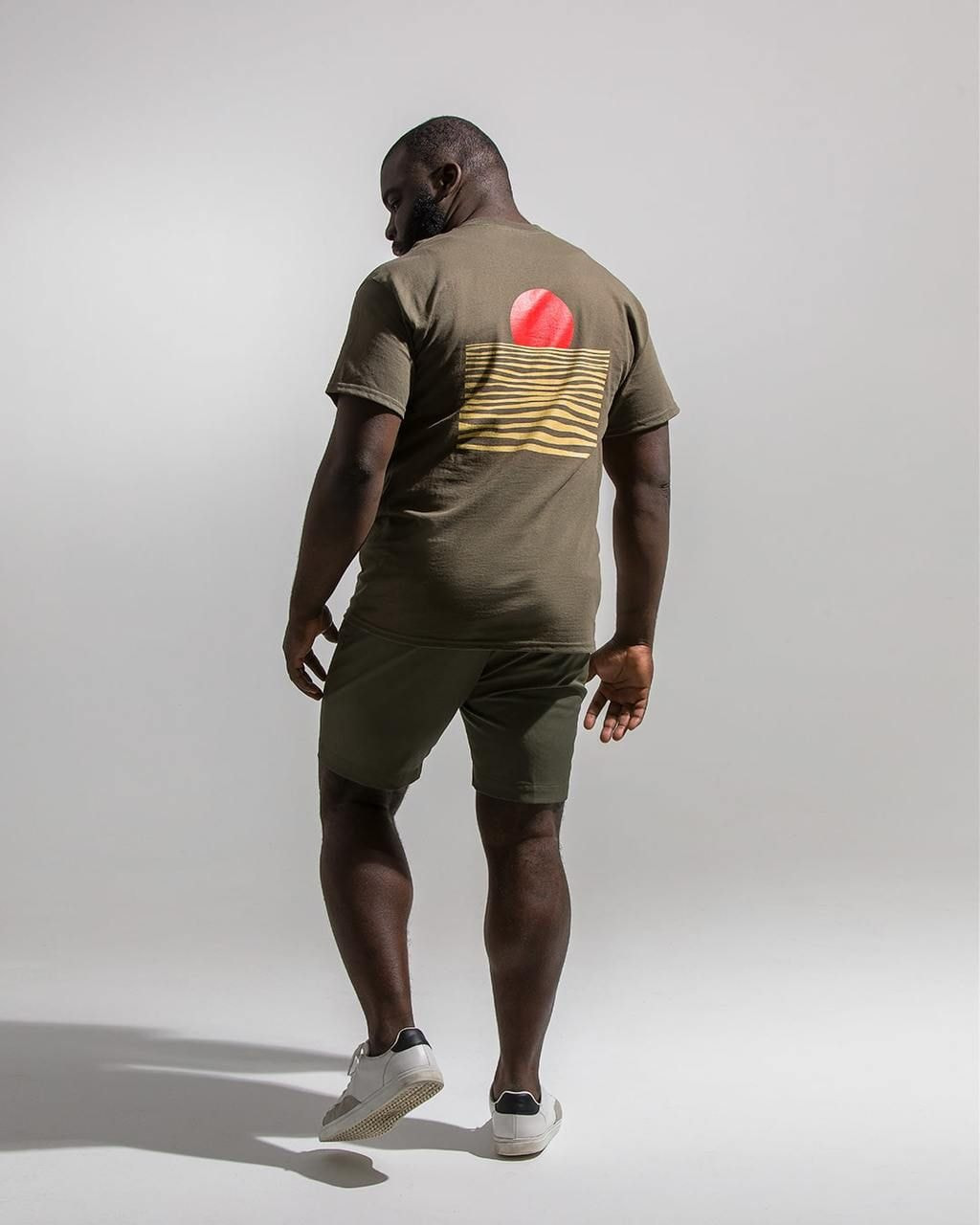 man wearing custom-printed tee