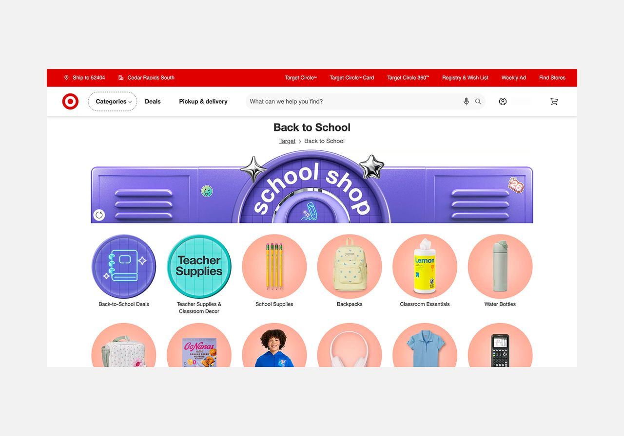 a screenshot of a school shop