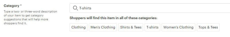 Etsy categories